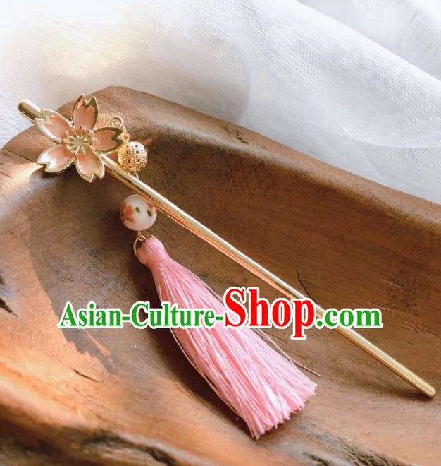 Chinese Traditional Hair Accessories Ancient Hanfu Pink Tassel Hair Clip Hairpins for Women