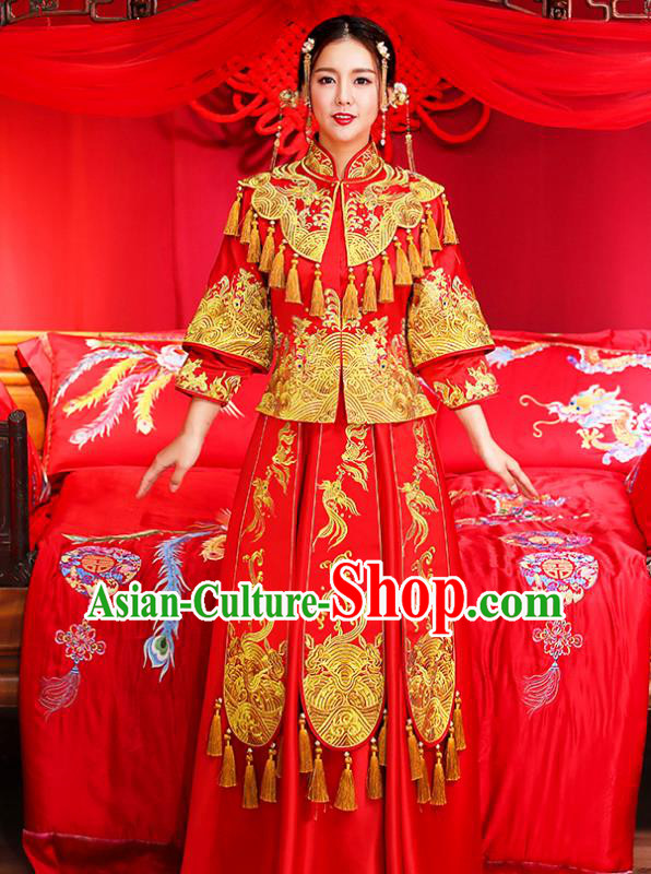 Traditional Chinese Wedding Costumes Traditional Xiuhe Suits Ancient Chinese bridal Full Dress