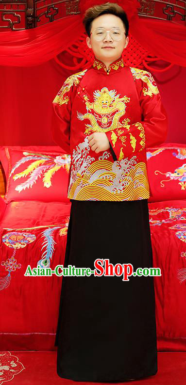 Traditional Ancient Chinese Wedding Costumes Bridegroom Embroidered Tang Suit for Men