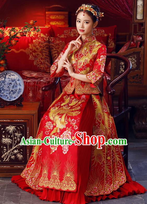 Traditional Chinese Wedding Costumes Traditional Xiuhe Suits Ancient Chinese bridal Full Dress