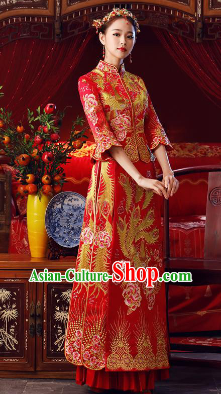 Traditional Chinese Wedding Costumes Traditional Xiuhe Suits Ancient Chinese bridal Full Dress