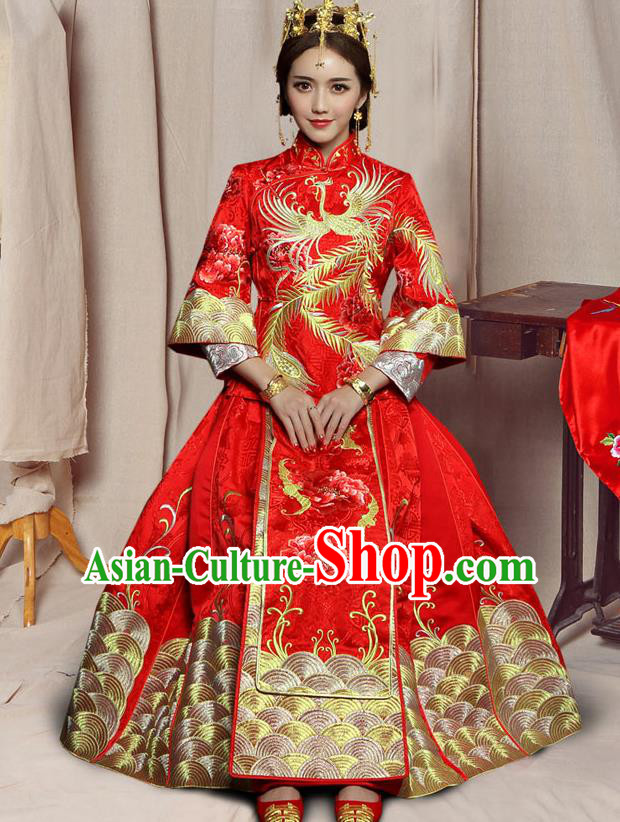 Traditional Chinese Embroidered XiuHe Suit Wedding Costumes Ancient Bottom Drawer for Bride