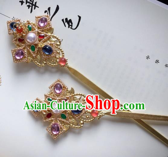 Chinese Traditional Hair Accessories Crystal Hair Clip Ancient Hanfu Hairpins for Women