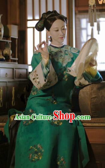 Chinese Ancient Drama Manchu Lady Costume Story of Yanxi Palace Qing Dynasty Imperial Consort Embroidered Clothing for Women