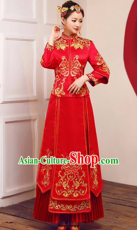 Traditional Chinese Wedding Costumes Traditional Xiuhe Suits Ancient Chinese bridal Full Dress