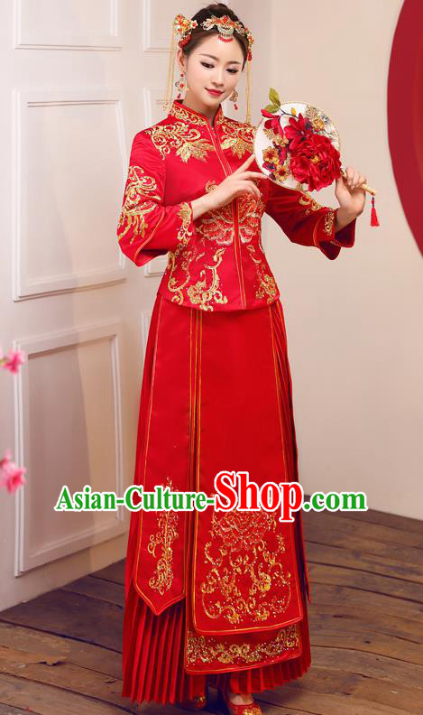 Traditional Chinese Wedding Costumes Traditional Xiuhe Suits Ancient Chinese bridal Full Dress