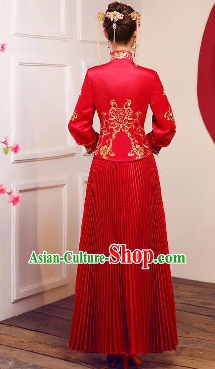 Traditional Chinese Wedding Costumes Traditional Xiuhe Suits Ancient Chinese bridal Full Dress