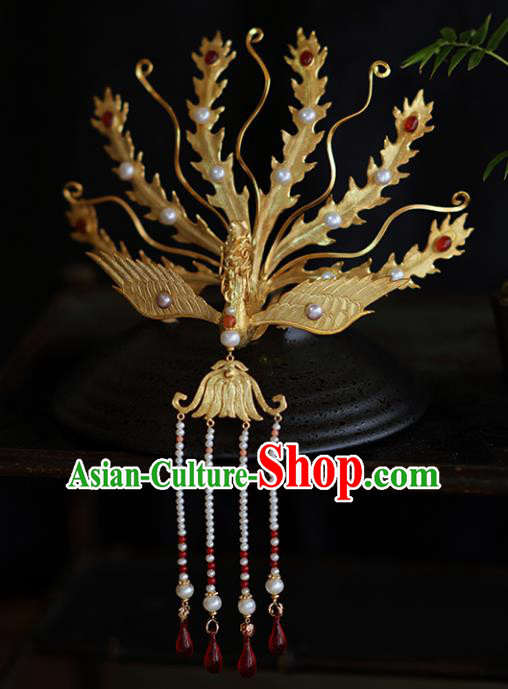 Chinese Traditional Phoenix Coronet Hair Accessories Ancient Empress Tassel Hairpins for Women