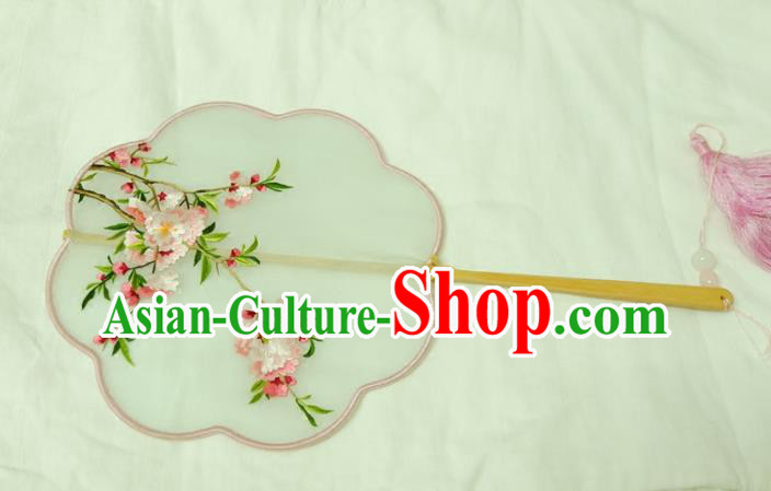 Chinese Traditional Ancient Palace Fan Embroidered Peach Blossom Fans for Women