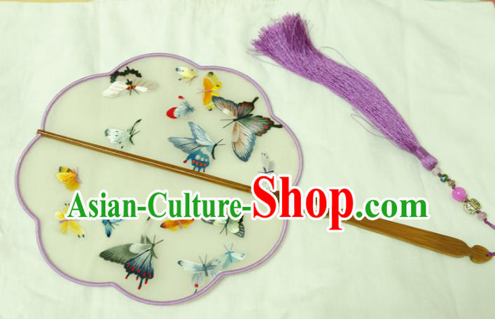 Chinese Traditional Ancient Palace Fan Embroidered Butterfly Fans for Women