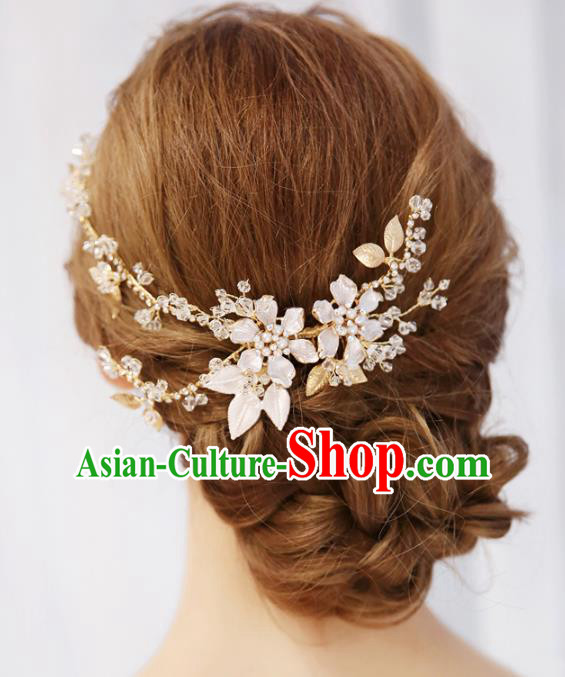 Top Grade Wedding Hair Accessories Bride Golden Crystal Hair Comb for Women