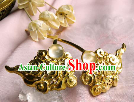 Chinese Traditional Hair Accessories Ancient Empress Golden Cloud Hairpins for Women