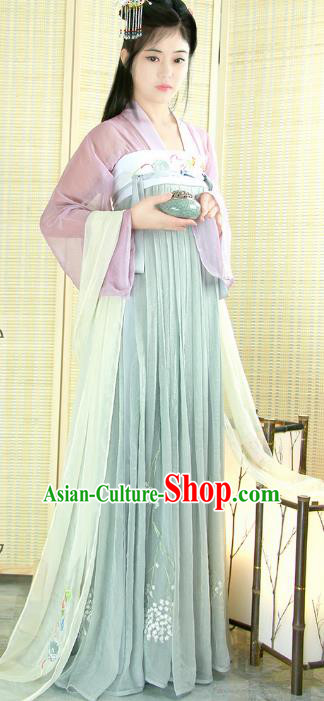 Chinese Tang Dynasty Princess Costume Ancient Maidenform Embroidered Hanfu Dress for Women