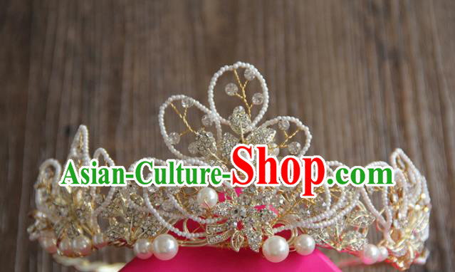 Top Grade Wedding Bride Hair Accessories Baroque Princess Beads Royal Crown for Women