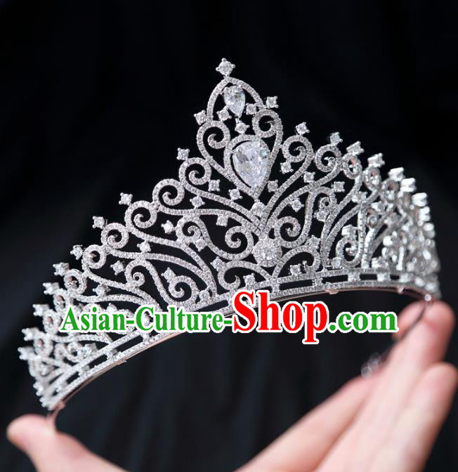 Top Grade Wedding Bride Hair Accessories Baroque Princess Zircon Royal Crown for Women