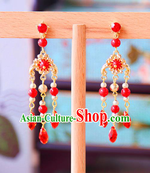 Top Grade Wedding Bride Jewelry Accessories Princess Red Crystal Earrings for Women