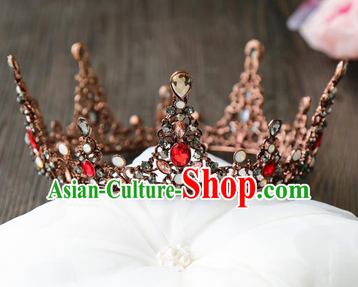 Top Grade Wedding Bride Hair Accessories Princess Hair Clasp Black Round Royal Crown for Women
