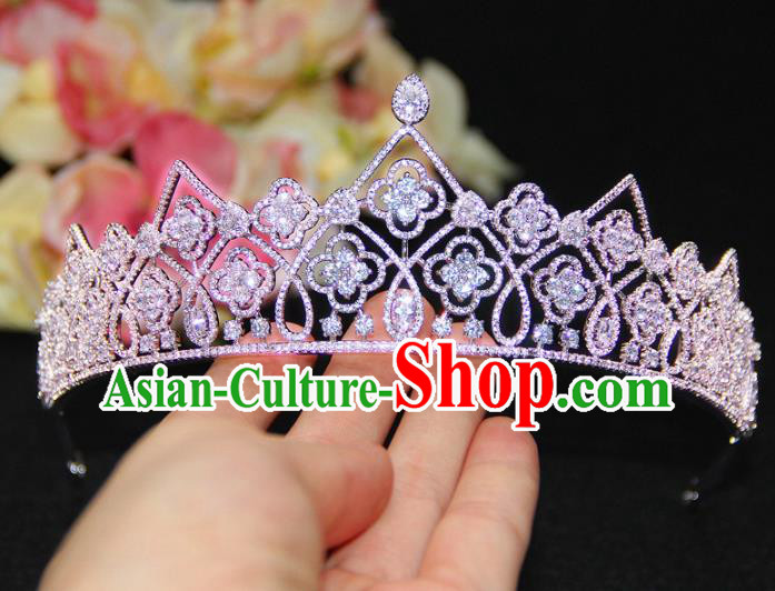 Top Grade Wedding Bride Hair Accessories Princess Zircon Hair Clasp Royal Crown for Women