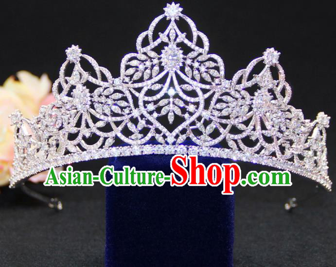 Top Grade Wedding Bride Hair Accessories Baroque Queen Zircon Royal Crown for Women