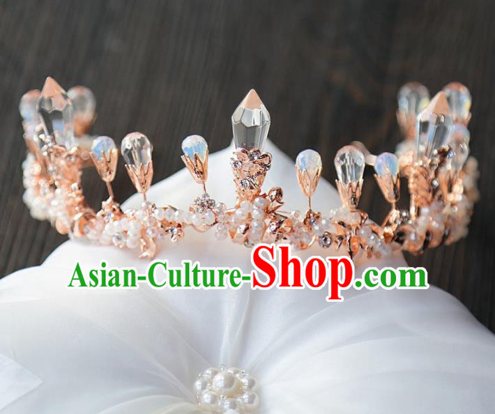 Top Grade Wedding Bride Hair Accessories Baroque Queen Champagne Crystal Royal Crown for Women