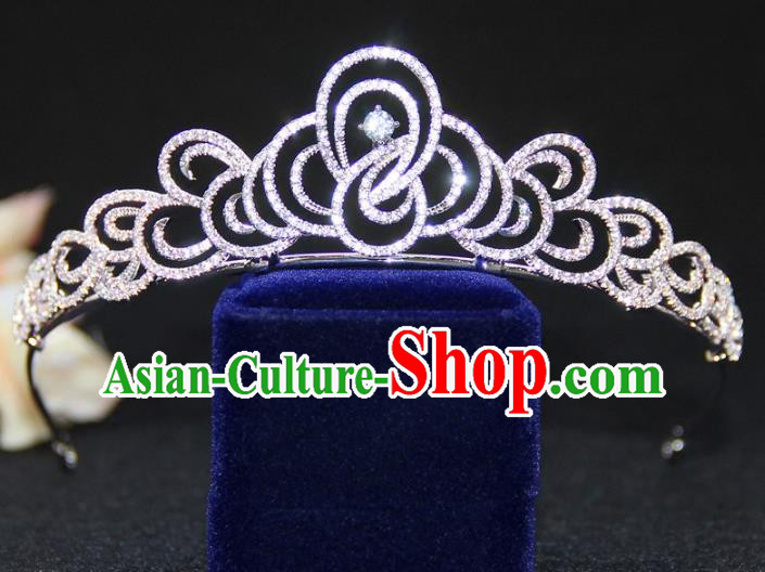 Top Grade Baroque Queen Zircon Royal Crown Wedding Bride Hair Accessories for Women