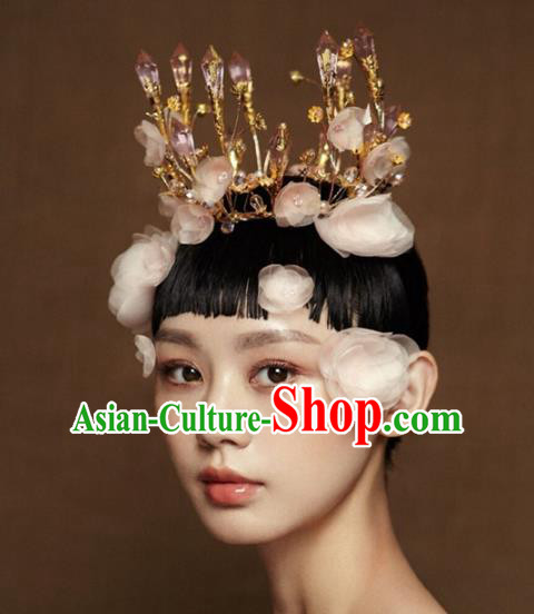 Top Grade Baroque Queen Crystal Round Royal Crown Wedding Bride Hair Accessories for Women