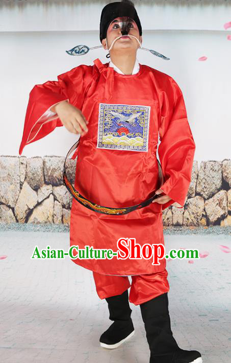 Professional Chinese Beijing Opera Costumes Peking Opera Sesame Official Red Robe and Boots for Adults