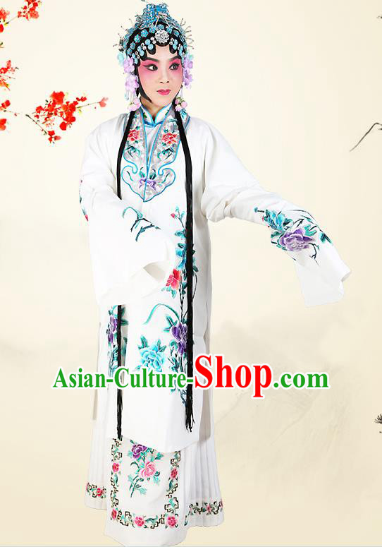Professional Chinese Beijing Opera Costumes Ancient Peking Opera Actress White Clothing for Adults