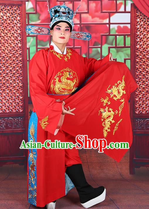 Professional Chinese Beijing Opera Costumes Peking Opera Niche Red Robe and Hat for Adults