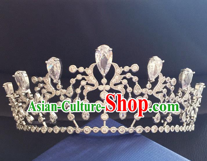 Top Grade Baroque Queen Crystal Royal Crown Wedding Bride Hair Accessories for Women