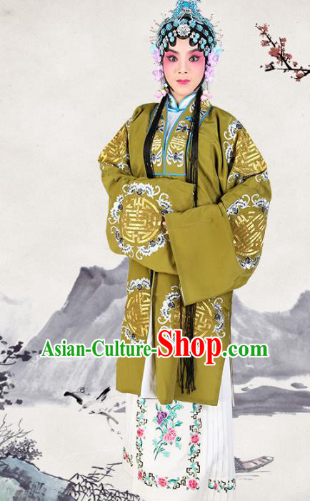 Professional Chinese Traditional Beijing Opera Pantaloon Embroidered Plum Blossom Green Costumes for Adults