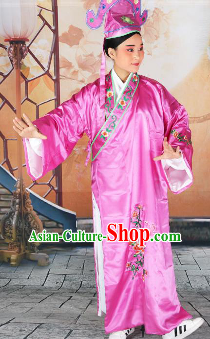 Professional Chinese Beijing Opera Costumes Peking Opera Gifted Scholar Purple Robe and Hat for Adults