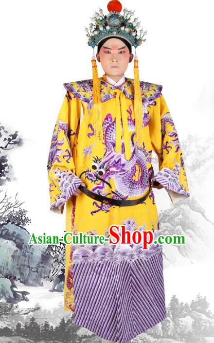 Professional Chinese Beijing Opera Costumes Peking Opera Emperor Yellow Dragon Robe for Adults