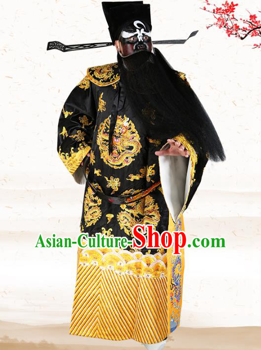 Professional Chinese Peking Opera Prime Minister Costume Bao Zheng Gwanbok Robe and Hat for Adults