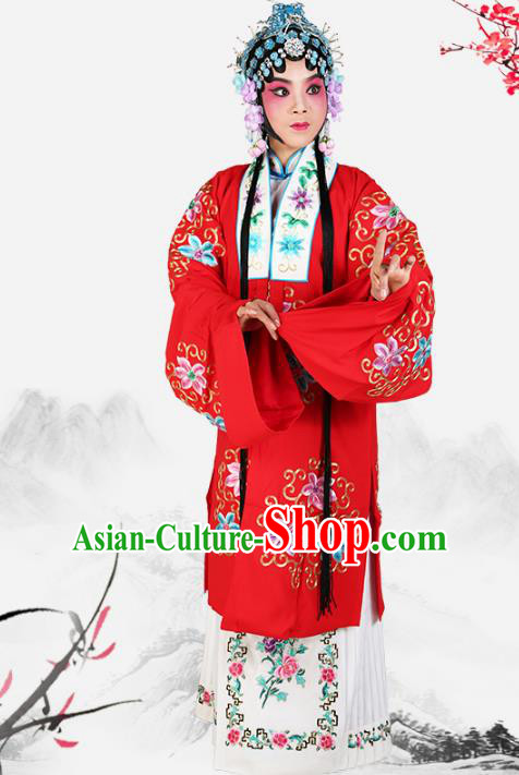 Professional Chinese Traditional Beijing Opera Diva Embroidered Red Costumes for Adults