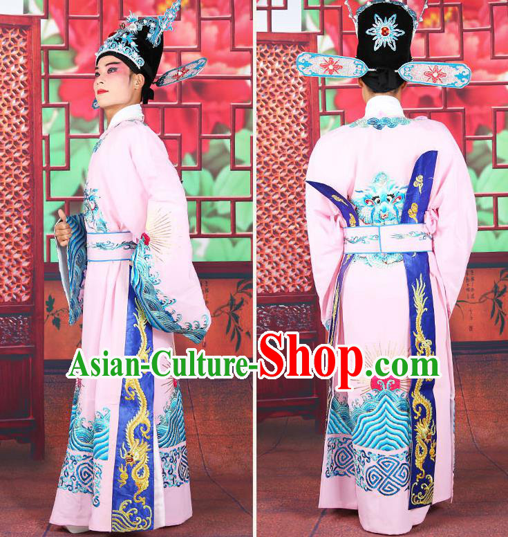 Traditional China Beijing Opera Costume Gifted Scholar Embroidered Robe and Hat Ancient Chinese Peking Opera Embroidery Clothing