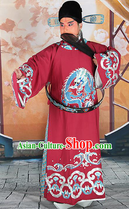 Professional Chinese Peking Opera Officer Embroidered Silk Costume and Hat for Adults