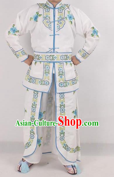 Chinese Peking Opera Female Warrior Costume Ancient Swordswoman Embroidered White Clothing for Adults