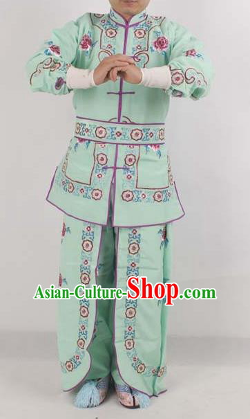 Chinese Peking Opera Female Warrior Costume Ancient Swordswoman Embroidered Green Clothing for Adults