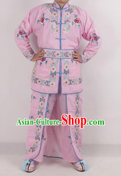 Chinese Peking Opera Female Warrior Pink Costume Ancient Swordswoman Embroidered Clothing for Adults