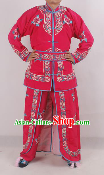 Chinese Peking Opera Female Warrior Rosy Costume Ancient Swordswoman Embroidered Clothing for Adults