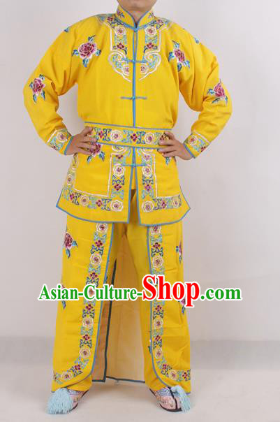 Chinese Peking Opera Female Warrior Yellow Costume Ancient Swordswoman Embroidered Clothing for Adults