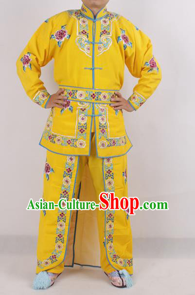 Chinese Peking Opera Female Warrior Yellow Costume Ancient Swordswoman Embroidered Clothing for Adults