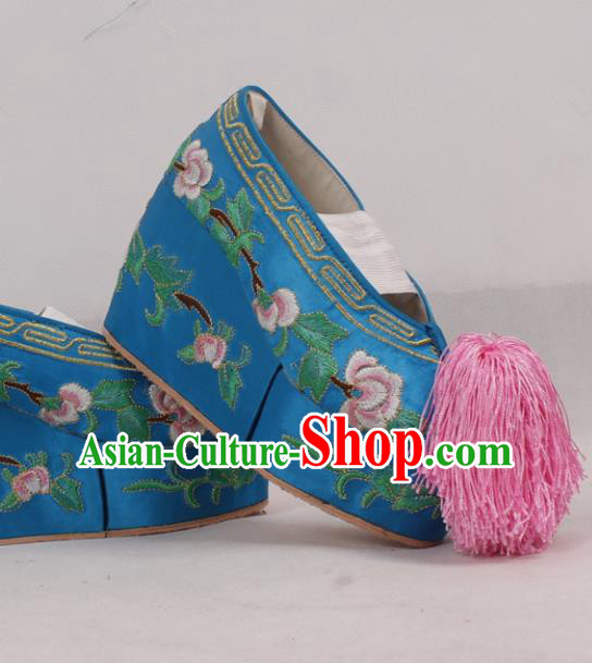 Chinese Traditional Beijing Opera Diva Embroidered Shoes Peking Opera Princess Cloth Shoes for Women