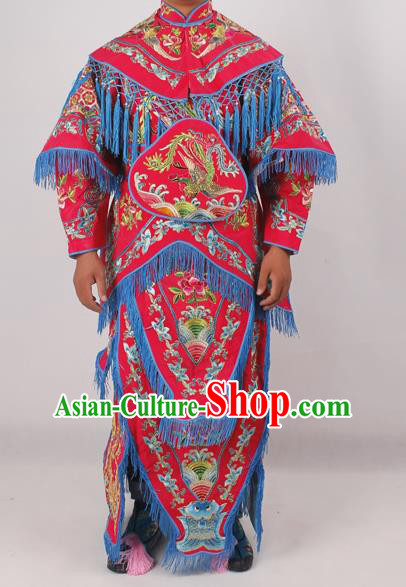 Chinese Peking Opera Blues Red Costume Ancient Female Warriors Embroidered Clothing for Adults