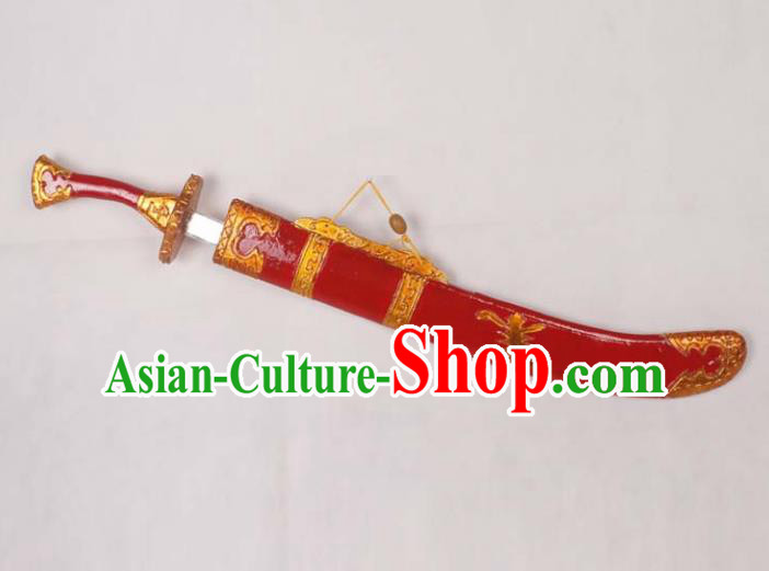 Top Grade Chinese Beijing Opera Props Peking Opera Takefu Red Broadsword for Men