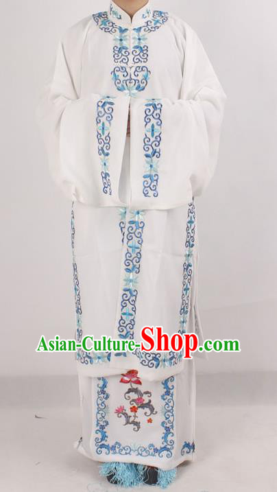 Professional Chinese Peking Opera Diva Embroidered White Costumes for Adults