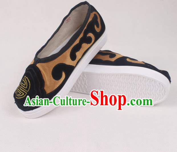 Chinese Traditional Beijing Opera Ministry Councillor Embroidered Shoes Peking Opera Brown Shoes for Men