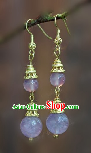 Chinese Handmade Crystal Earrings Ancient Bride Ear Jewelry Accessories for Women