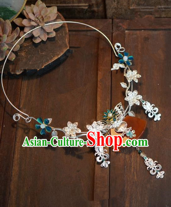 Chinese Handmade Flowers Necklace Ancient Bride Hanfu Necklet Jewelry Accessories for Women